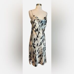 EXPRESS - Cowl neck sleeveless slip dress - beige gray - animal leopard print